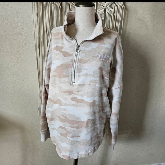 PINK Victoria's Secrey Camouflage Half-Zip Pullover Crew S - Picture 2 of 8
